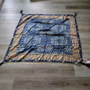 Johhny Was Silk Square Blue Scarf